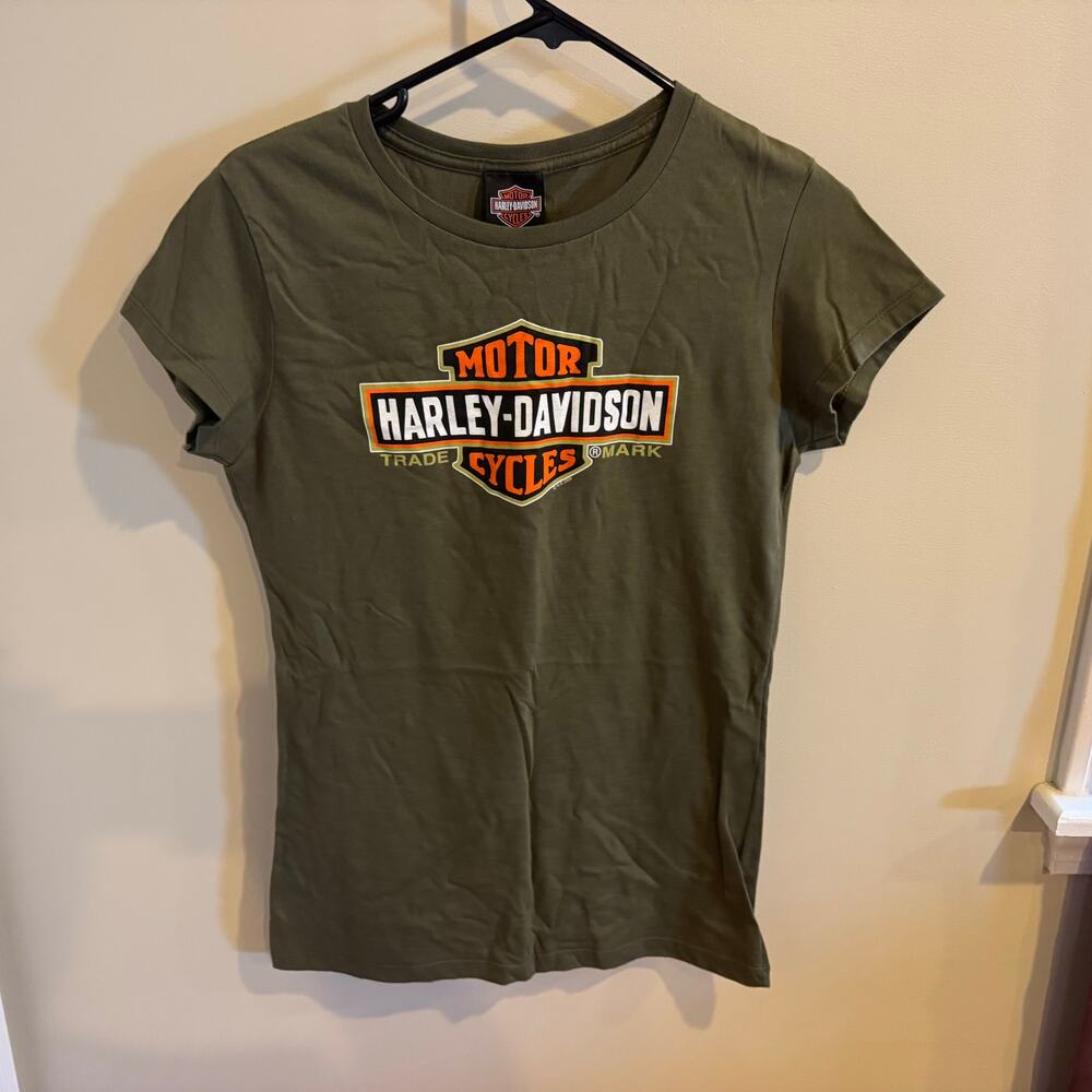 Harley-Davidson Women’s Old Glory Green Short Sleeve Shirt Size